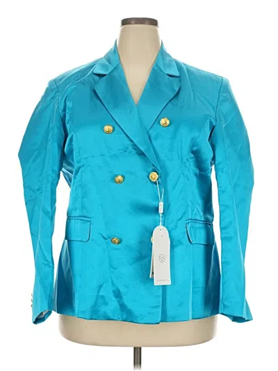 Pre-owned Assorted Brands Blazer Jacket In Teal