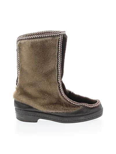 Pre-owned Assorted Brands Boots In Burgundy