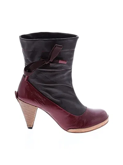 Pre-owned Assorted Brands Boots In Burgundy