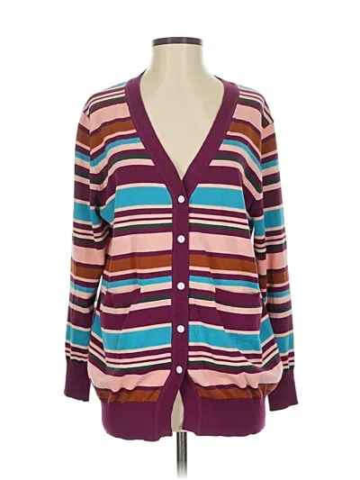 Pre-owned Assorted Brands Cardigan Sweater In Burgundy