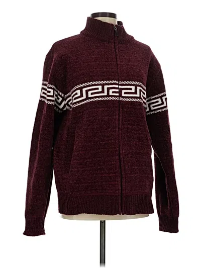 Pre-owned Assorted Brands Cardigan Sweater In Burgundy