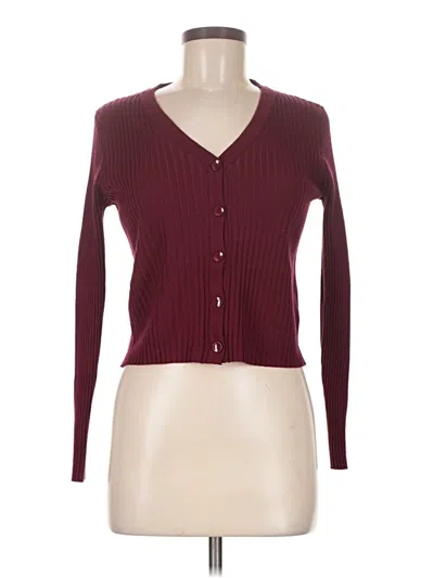 Pre-owned Assorted Brands Cardigan Sweater In Burgundy