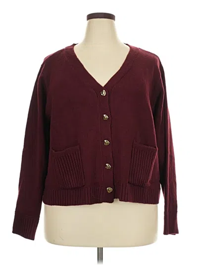 Pre-owned Assorted Brands Cardigan Sweater In Burgundy