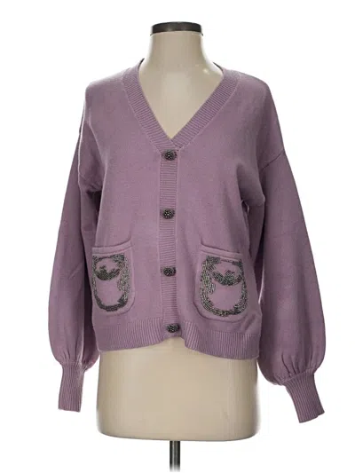 Pre-owned Assorted Brands Cardigan Sweater In Purple