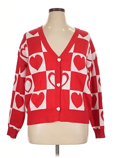 Pre-owned Assorted Brands Cardigan Sweater In Red