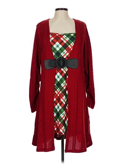 Pre-owned Assorted Brands Cardigan Sweater In Red