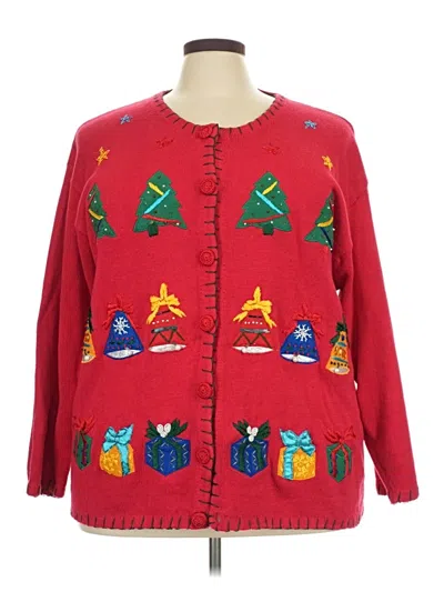 Pre-owned Assorted Brands Cardigan Sweater In Red