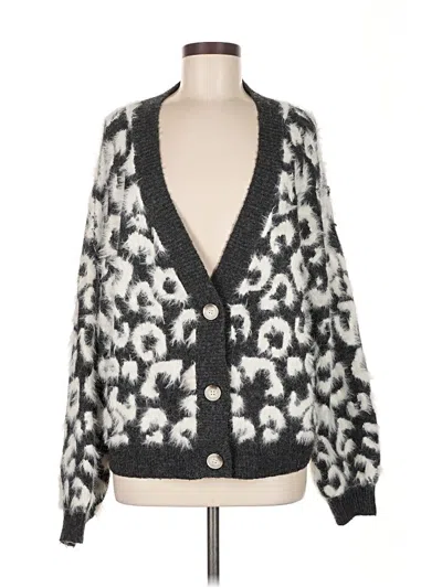 Pre-owned Assorted Brands Cardigan Sweater In Silver