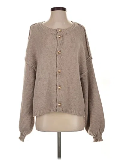 Pre-owned Assorted Brands Cardigan Sweater In Tan