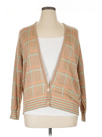 Pre-owned Assorted Brands Cardigan Sweater In Tan