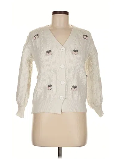 Pre-owned Assorted Brands Cardigan Sweater In White