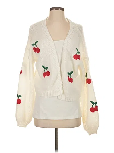 Pre-owned Assorted Brands Cardigan Sweater In White