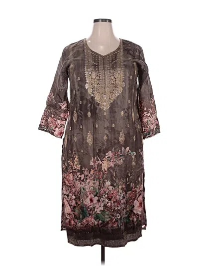 Pre-owned Assorted Brands Casual Dress In Brown
