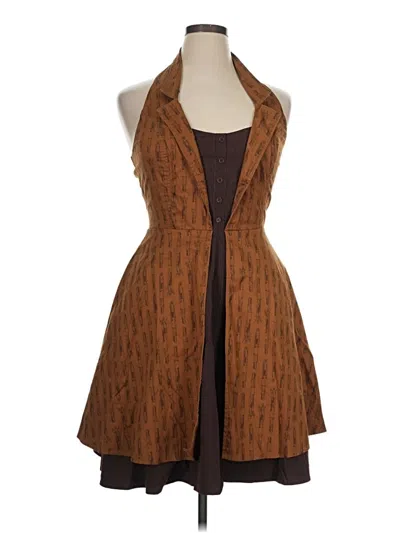 Pre-owned Assorted Brands Casual Dress In Brown