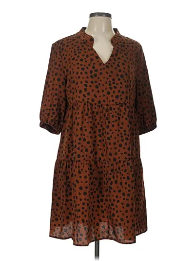 Pre-owned Assorted Brands Casual Dress In Brown