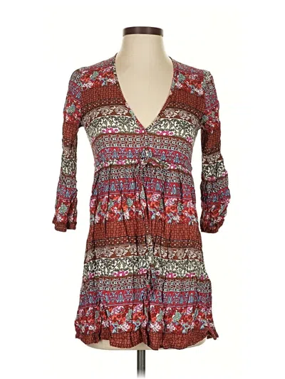 Pre-owned Assorted Brands Casual Dress In Burgundy
