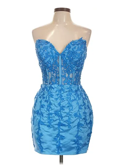 Pre-owned Assorted Brands Cocktail Dress In Blue