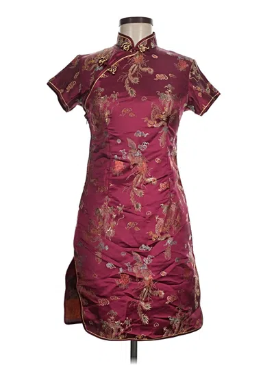 Pre-owned Assorted Brands Cocktail Dress In Burgundy