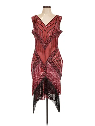 Pre-owned Assorted Brands Cocktail Dress In Burgundy