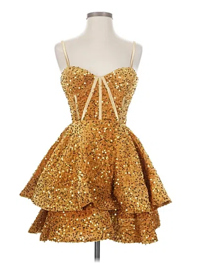 Pre-owned Assorted Brands Cocktail Dress In Gold