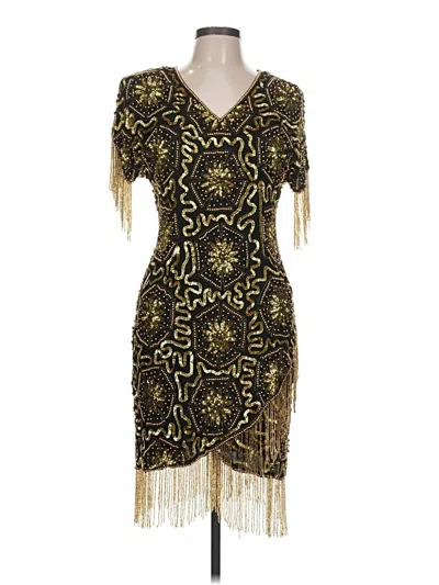 Pre-owned Assorted Brands Cocktail Dress In Gold