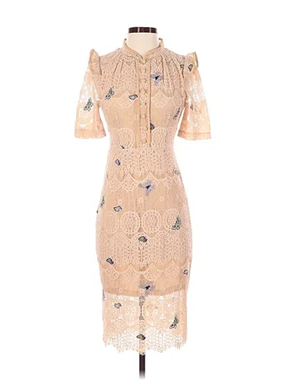 Pre-owned Assorted Brands Cocktail Dress In Tan