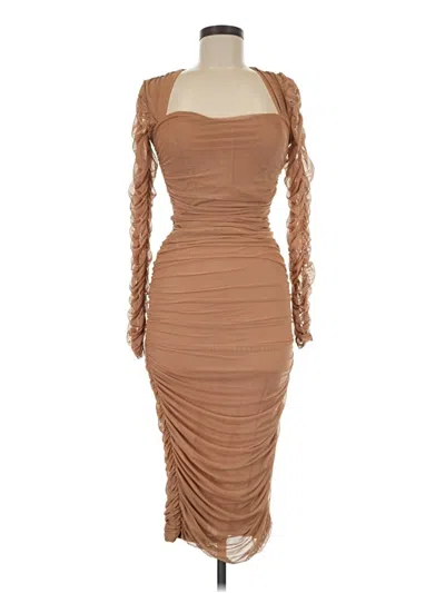 Pre-owned Assorted Brands Cocktail Dress In Tan
