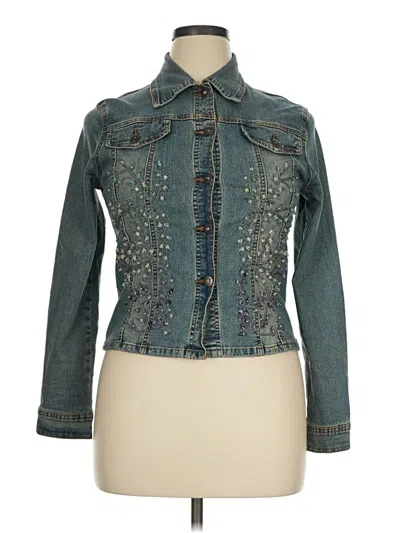 Pre-owned Assorted Brands Denim Jacket In Teal