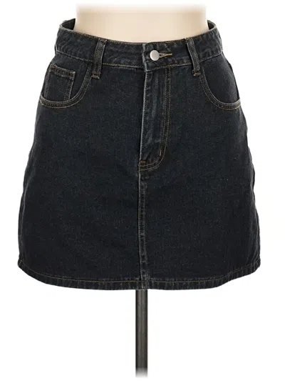 Pre-owned Assorted Brands Denim Skirt In Black