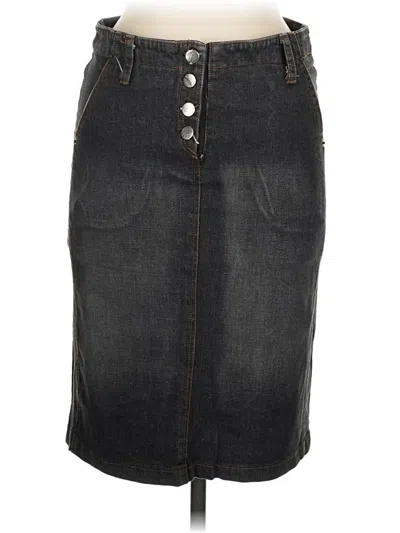 Pre-owned Assorted Brands Denim Skirt In Gray