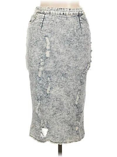 Pre-owned Assorted Brands Denim Skirt In Gray