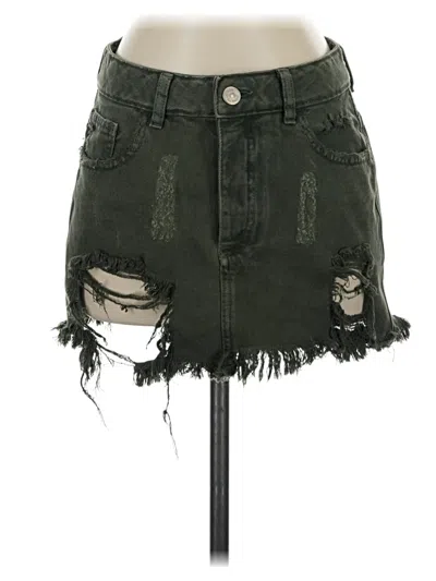Pre-owned Assorted Brands Denim Skirt In Green