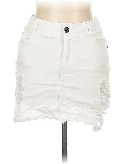Pre-owned Assorted Brands Denim Skirt In White