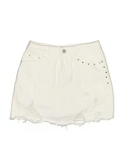 Pre-owned Assorted Brands Denim Skirt In White