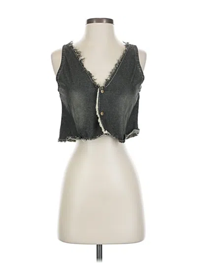 Pre-owned Assorted Brands Denim Vest In Gray