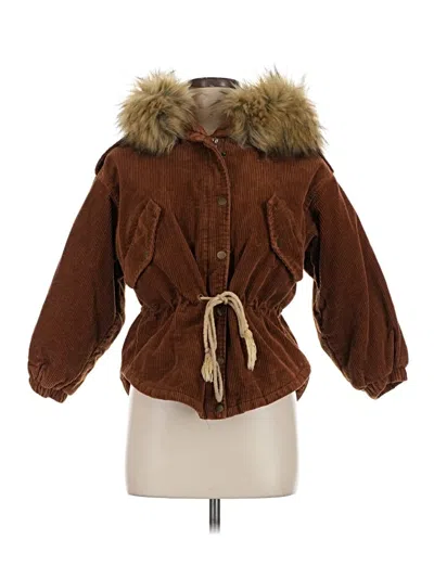 Pre-owned Assorted Brands Faux Fur Jacket In Brown