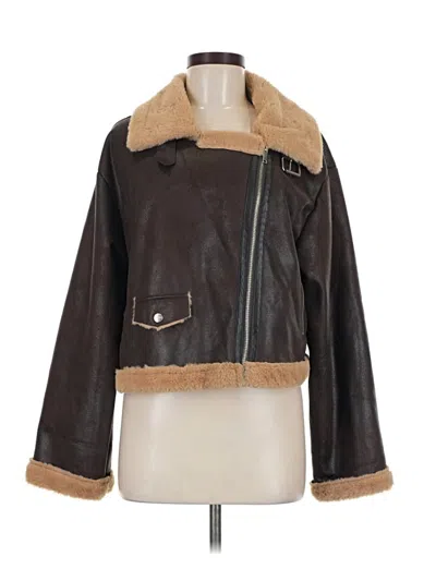 Pre-owned Assorted Brands Faux Fur Jacket In Brown