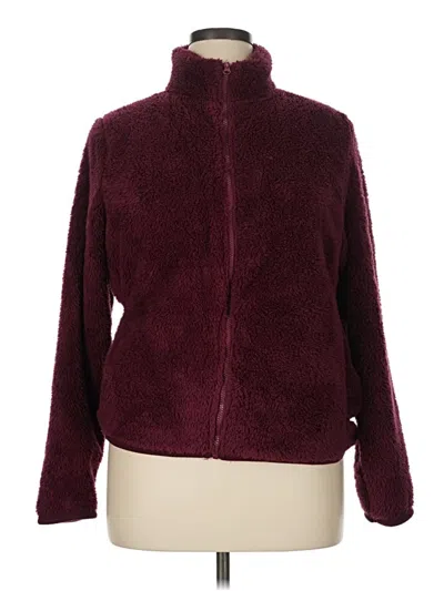 Pre-owned Assorted Brands Faux Fur Jacket In Burgundy