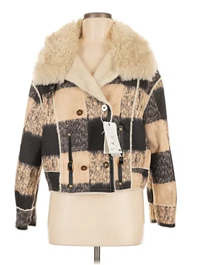 Pre-owned Assorted Brands Faux Fur Jacket In Gold