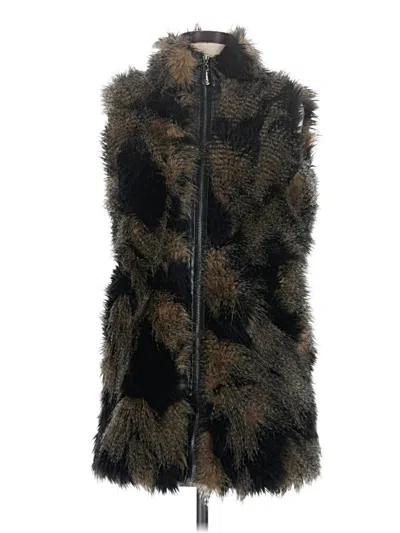 Pre-owned Assorted Brands Faux Fur Vest In Black