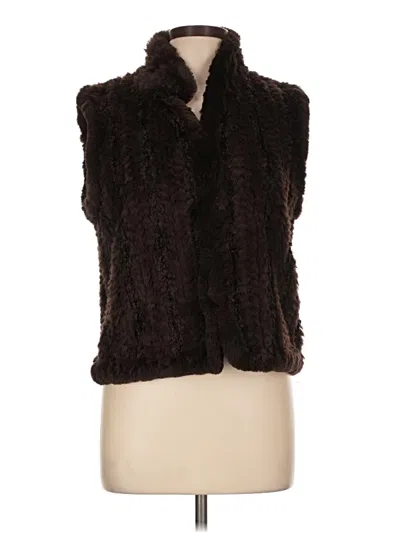 Pre-owned Assorted Brands Faux Fur Vest In Brown
