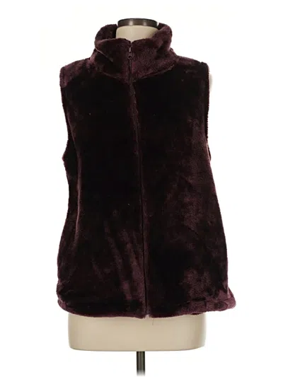 Pre-owned Assorted Brands Faux Fur Vest In Burgundy