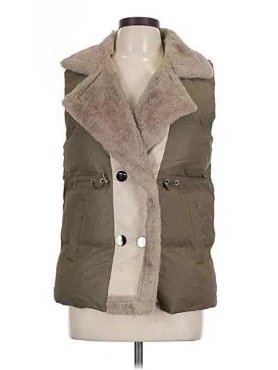 Pre-owned Assorted Brands Faux Fur Vest In Green