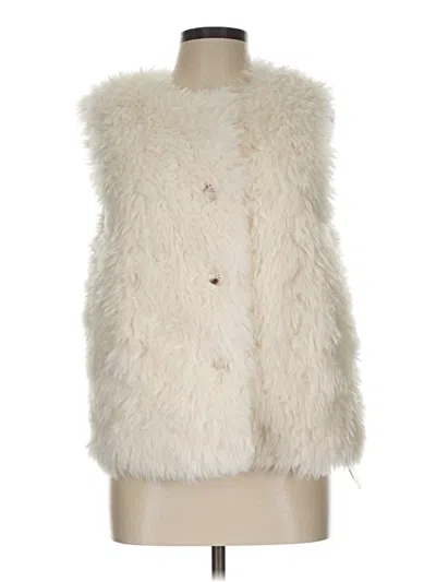 Pre-owned Assorted Brands Faux Fur Vest In Ivory