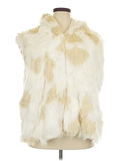 Pre-owned Assorted Brands Faux Fur Vest In Ivory