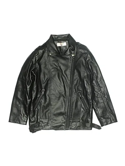 Pre-owned Assorted Brands Kids' Faux Leather Jacket In Black