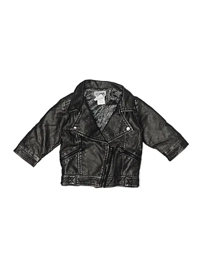 Pre-owned Assorted Brands Babies' Faux Leather Jacket In Black