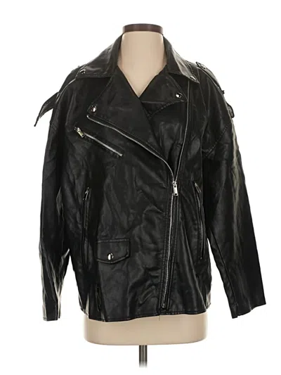 Pre-owned Assorted Brands Faux Leather Jacket In Black
