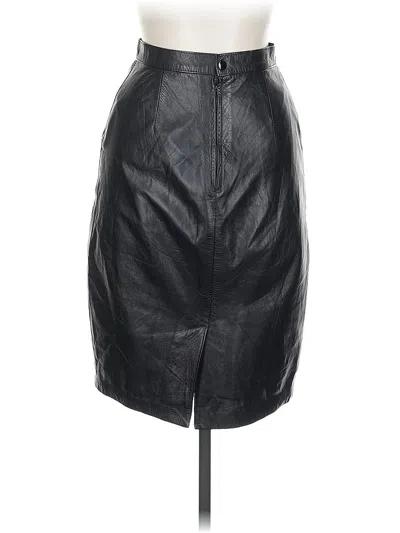 Pre-owned Assorted Brands Faux Leather Skirt In Black