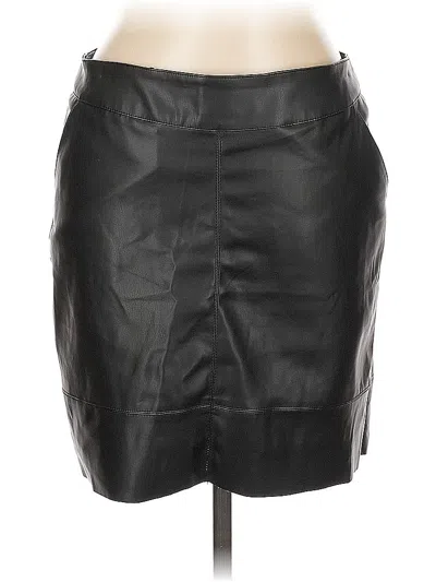 Pre-owned Assorted Brands Faux Leather Skirt In Black